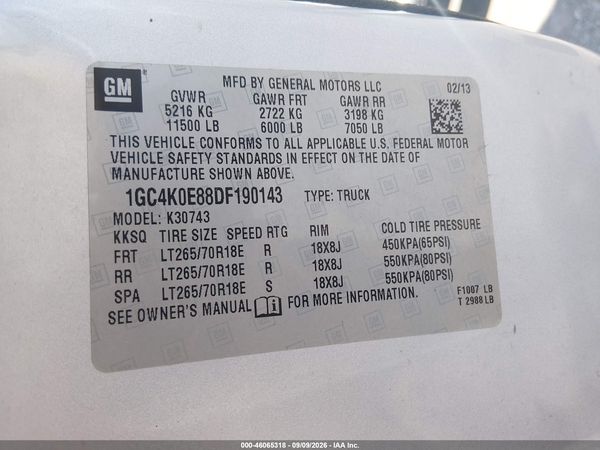 2013 CHEVROLET SILVERADO 3500HD LT — I9