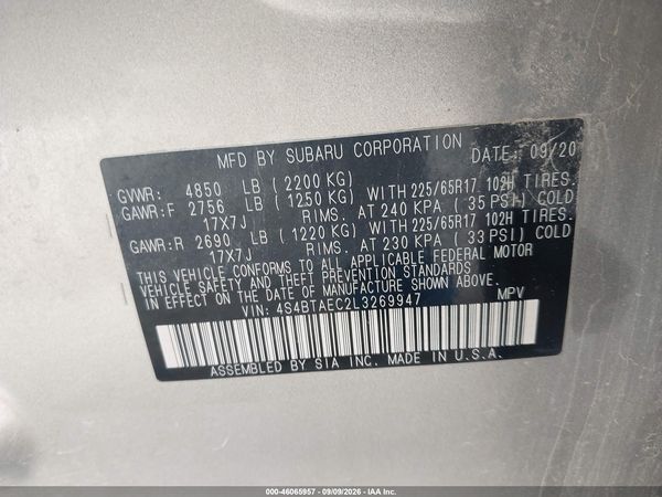2020 SUBARU OUTBACK PREMIUM — I9