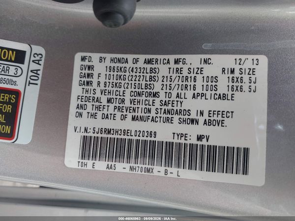 2014 HONDA CR-V LX — I9