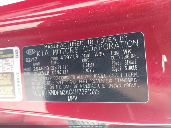 2017 KIA SPORTAGE LX — I9