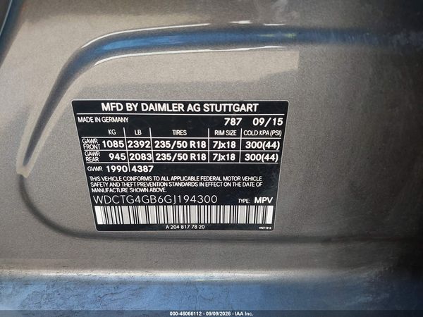 2016 MERCEDES-BENZ GLA 250 4MATIC — I9
