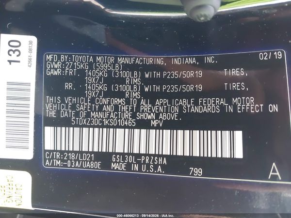 2019 TOYOTA SIENNA SE PREMIUM 8 PASSENGER — I9