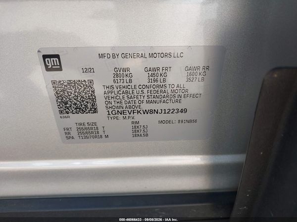 2022 CHEVROLET TRAVERSE AWD LS — I9