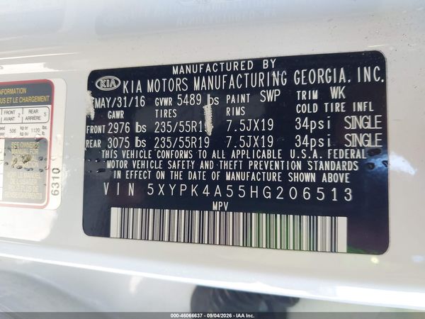 2017 KIA SORENTO 3.3L SX