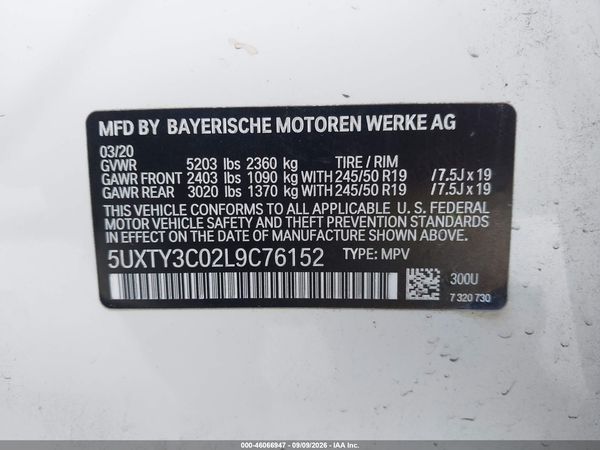 2020 BMW X3 SDRIVE30I — I9