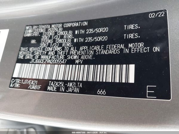 2022 LEXUS NX 350 PREMIUM — I9