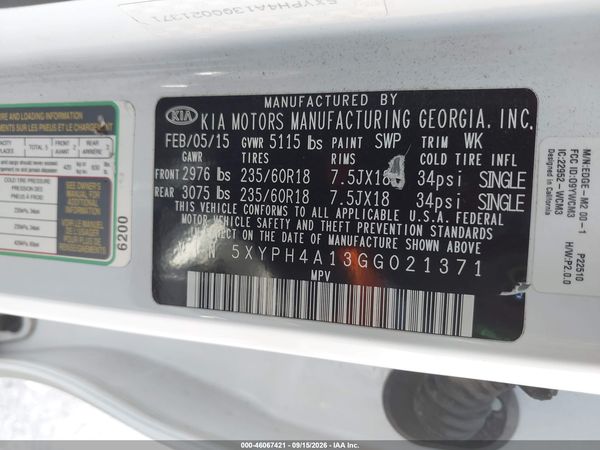2016 KIA SORENTO 2.0T EX — I9