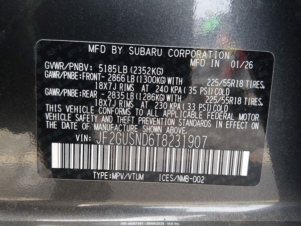 2026 SUBARU CROSSTREK LIMITED — I9