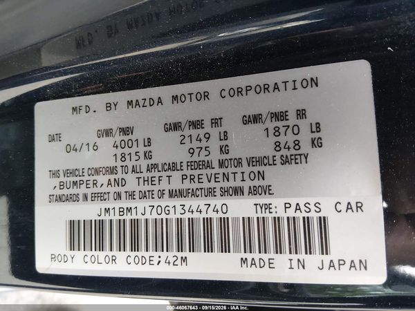 2016 MAZDA MAZDA3 I SPORT — I9