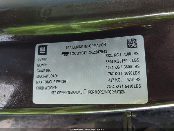 2019 CHEVROLET SILVERADO 1500 LTZ — I9