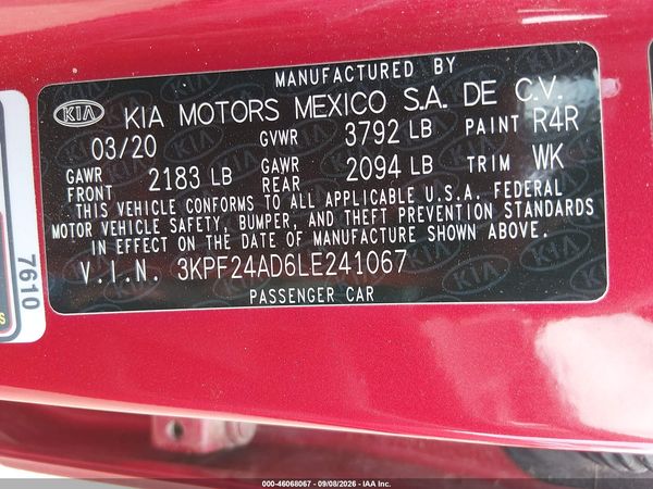 2020 KIA FORTE LXS — I9