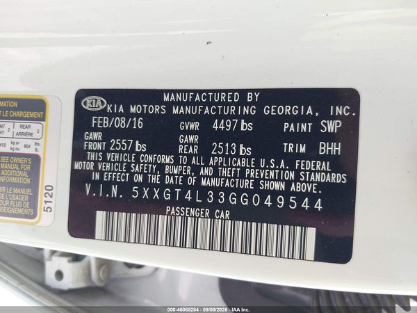 2016 KIA OPTIMA LX — I9