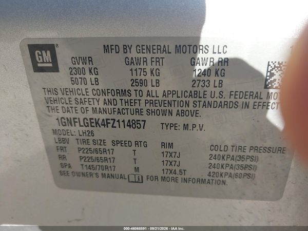 2015 CHEVROLET EQUINOX 2LT — I9