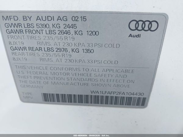 2015 AUDI Q5 2.0T PREMIUM