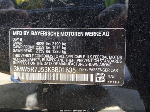 2019 BMW 330I XDRIVE — I9