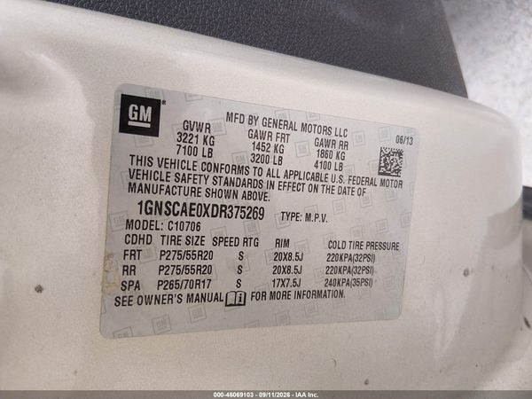 2013 CHEVROLET TAHOE LS — I9