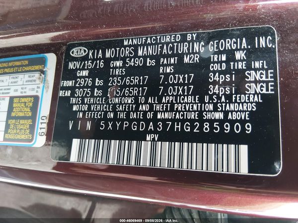 2017 KIA SORENTO 2.4L LX — I9
