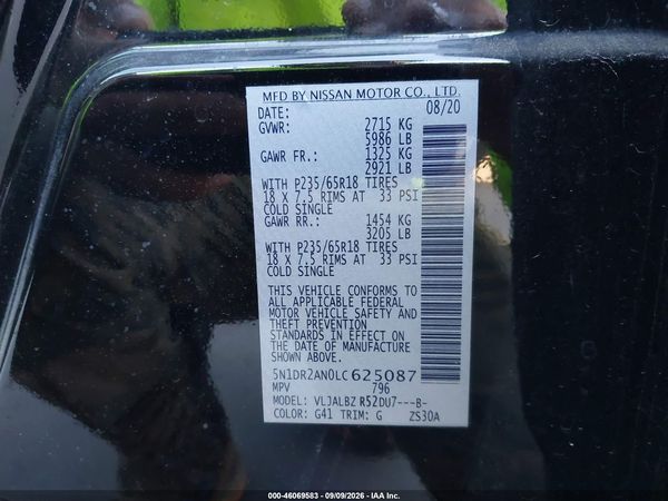 2020 NISSAN PATHFINDER S 2WD