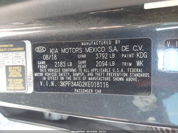 2019 KIA FORTE S — I9