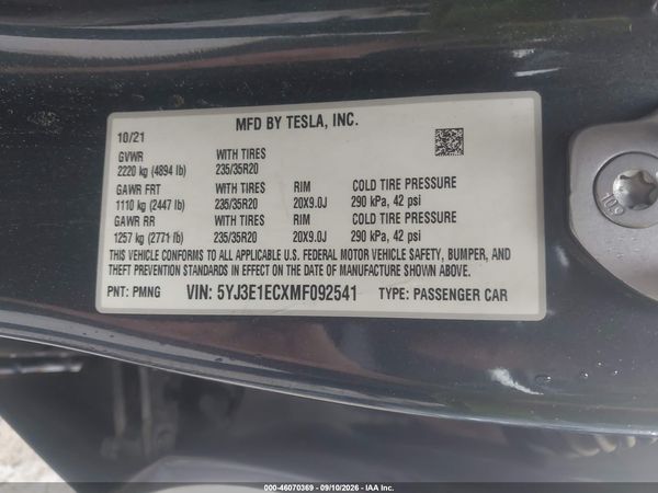2021 TESLA MODEL 3 — I9