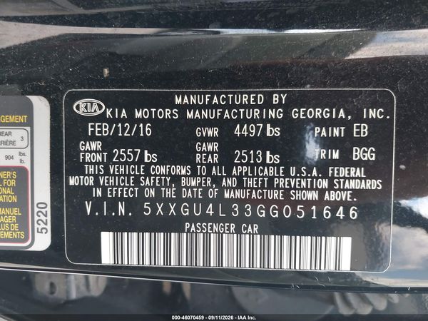 2016 KIA OPTIMA EX — I9