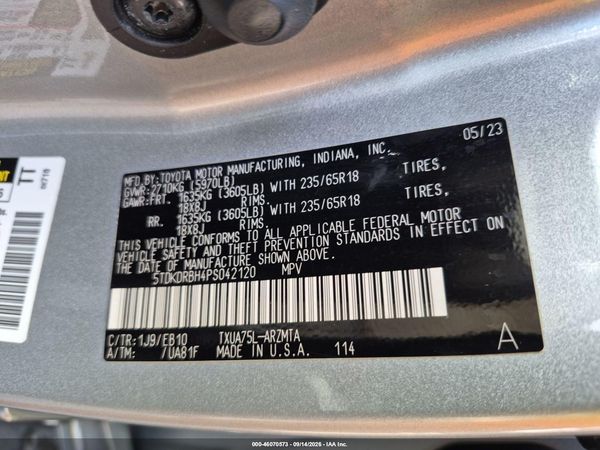 2023 TOYOTA HIGHLANDER XLE — I9