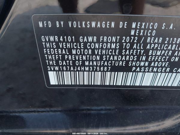 2017 VOLKSWAGEN JETTA 1.4T S — I9
