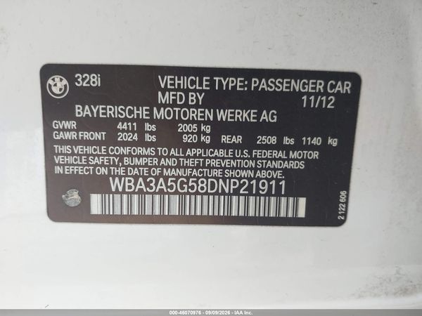 2013 BMW 328I SA — I9