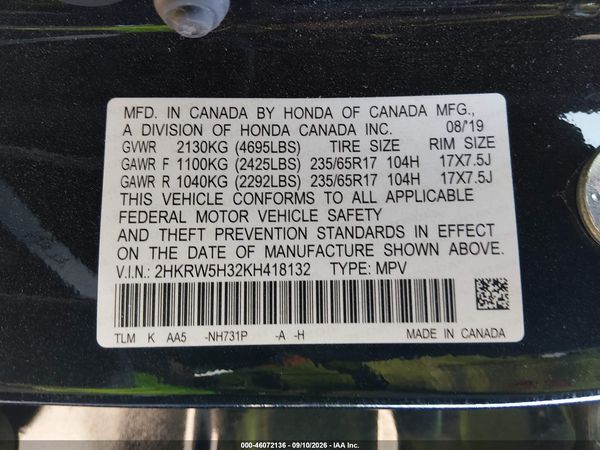 2019 HONDA CR-V LX — I9