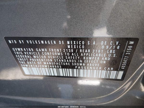 2017 VOLKSWAGEN JETTA 1.4T S — I9