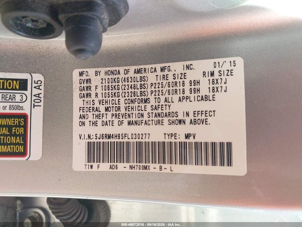 2015 HONDA CR-V TOURING — I9