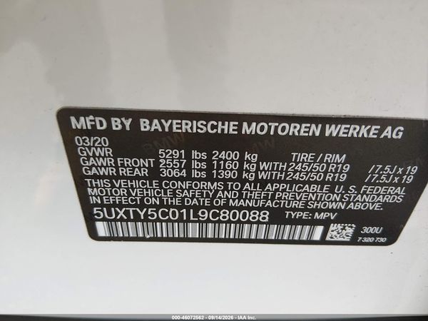 2020 BMW X3 XDRIVE30I — I9