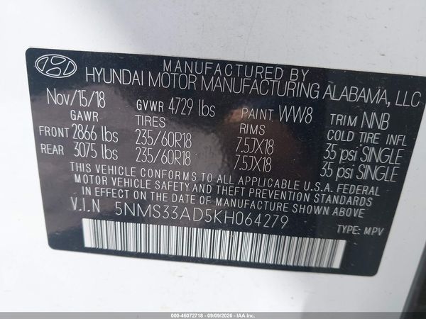 2019 HYUNDAI SANTA FE SEL PLUS
