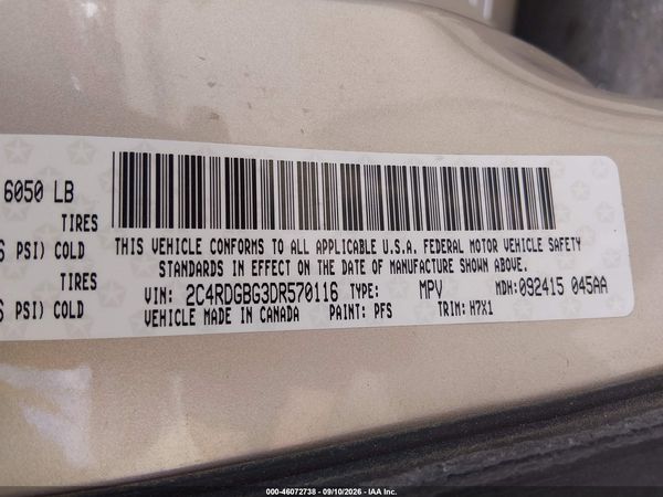 2013 DODGE GRAND CARAVAN SE — I9