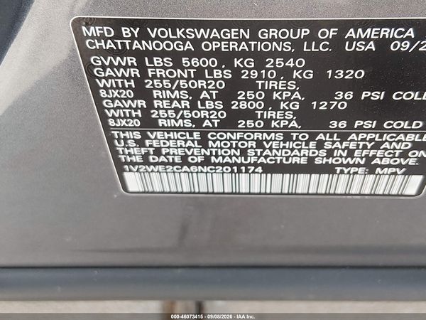 2022 VOLKSWAGEN ATLAS CROSS SPORT 3.6L V6 SE W/TECHNOLOGY — I9