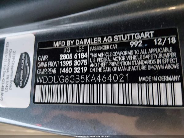 2019 MERCEDES-BENZ S 560 4MATIC — I9
