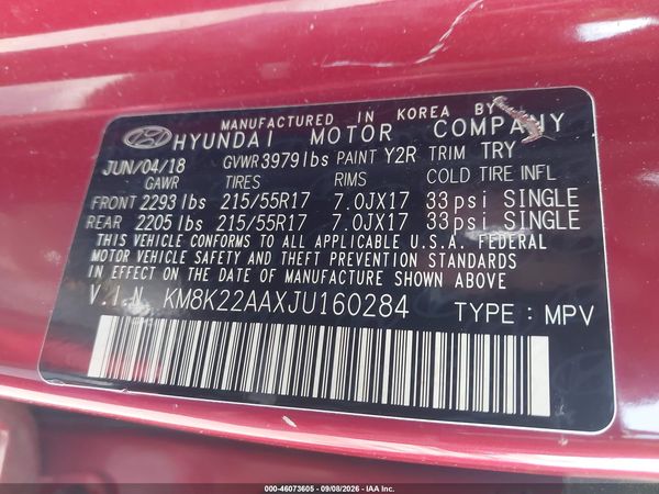 2018 HYUNDAI KONA SEL — I9