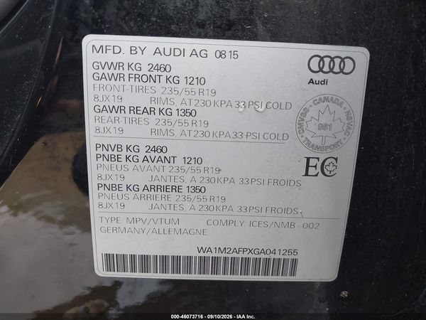 2016 AUDI Q5 2.0T PROGRESSIV — I9