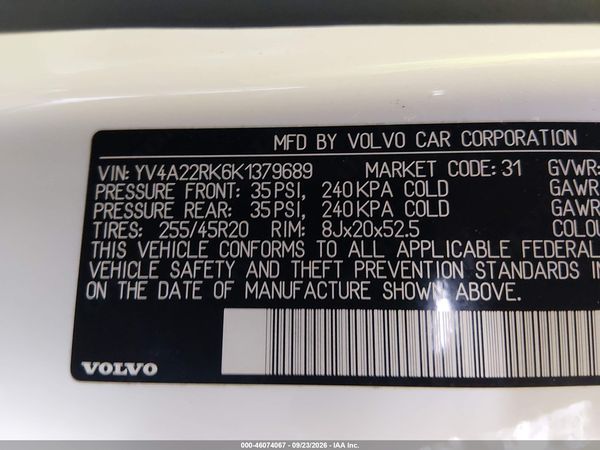 2019 VOLVO XC60 T6 MOMENTUM — I9