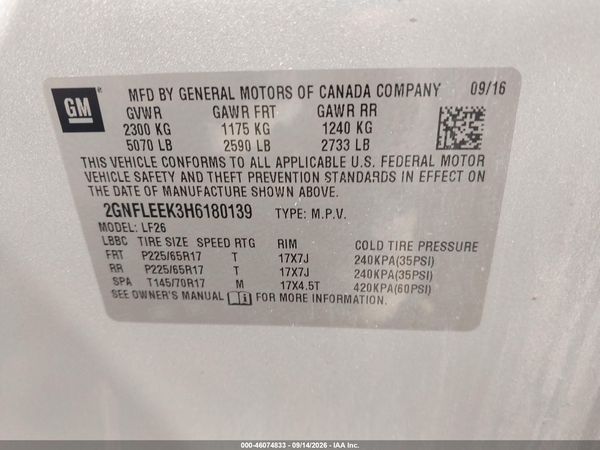 2017 CHEVROLET EQUINOX LS — I9