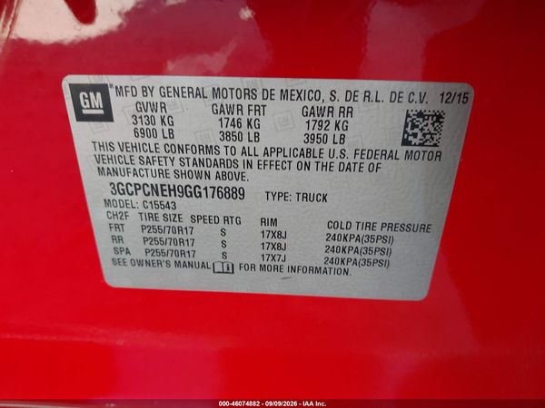 2016 CHEVROLET SILVERADO 1500 WT — I9