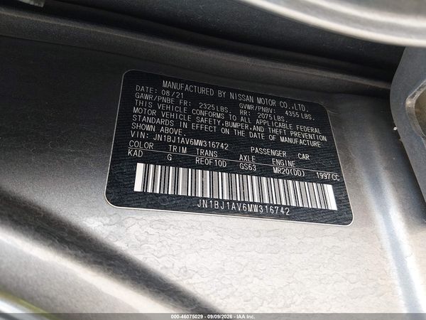 2021 NISSAN ROGUE SPORT S FWD XTRONIC CVT — I9