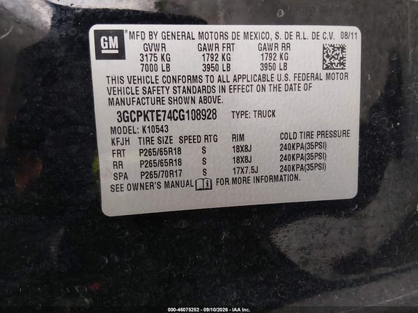 2012 CHEVROLET SILVERADO 1500 LTZ — I9