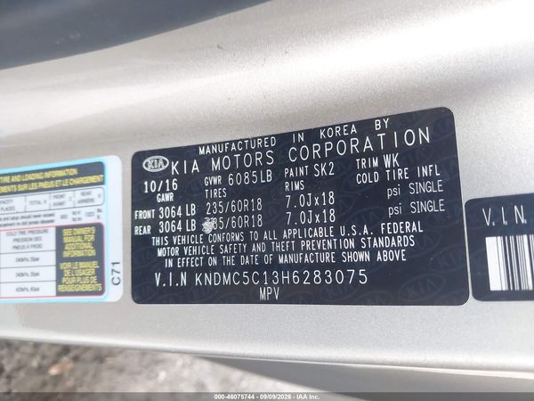 2017 KIA SEDONA EX — I9