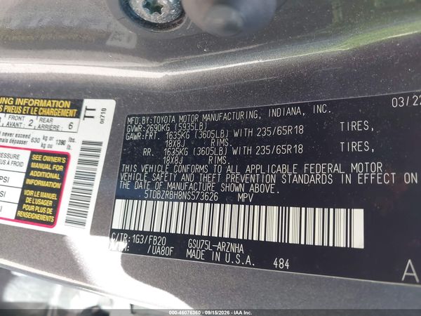 2022 TOYOTA HIGHLANDER LE — I9