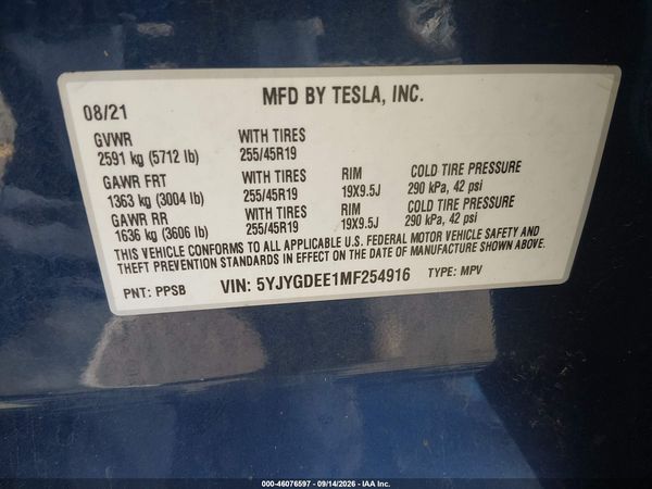2021 TESLA MODEL Y — I9