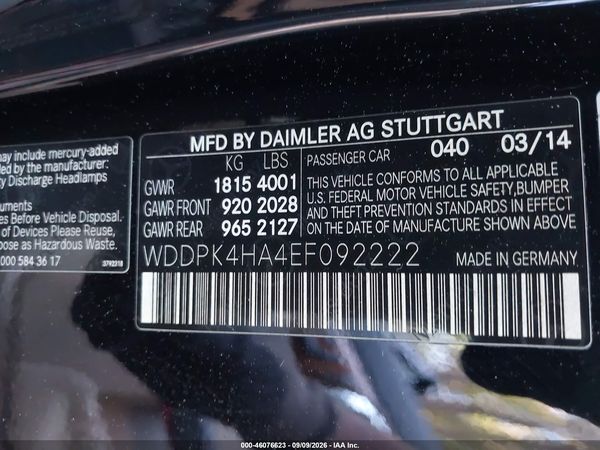 2014 MERCEDES-BENZ SLK 250 SLK250 — I9