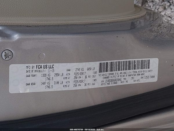 2016 DODGE GRAND CARAVAN AMERICAN VALUE PKG — I9