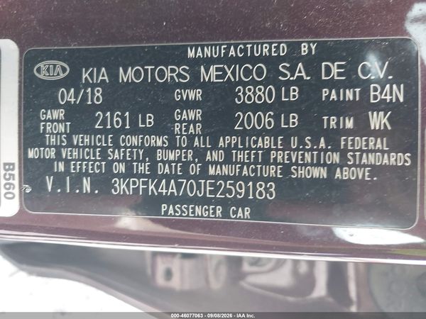 2018 KIA FORTE LX