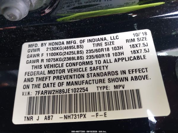 2018 HONDA CR-V EX-L/EX-L NAVI — I9